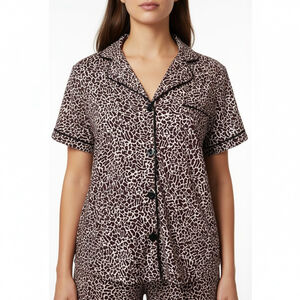 2/$30 Tart Intimates Giraffe Print Short Sleeve Button Down Pajama Sleep Top M